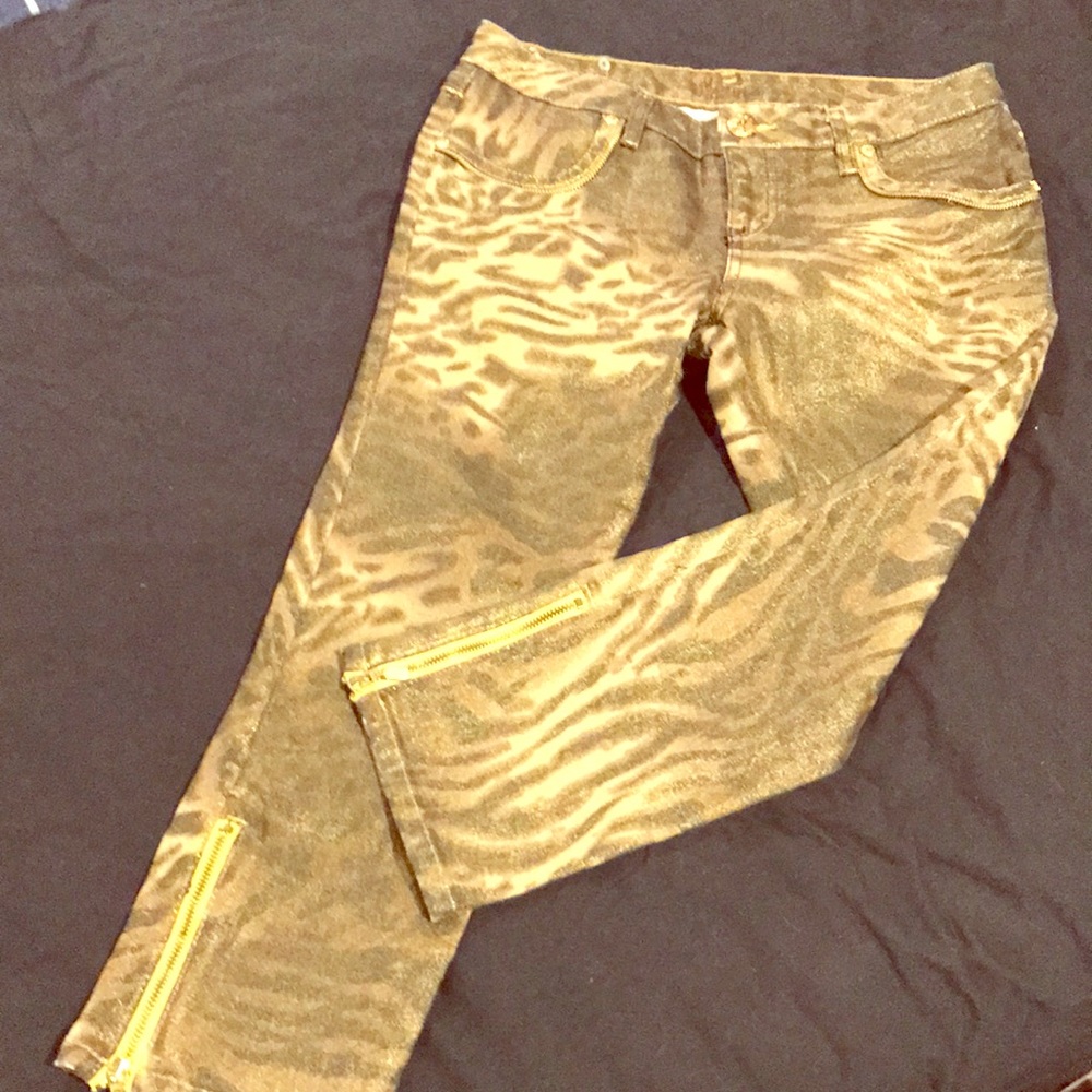 Gold tiger print Marciano jeans